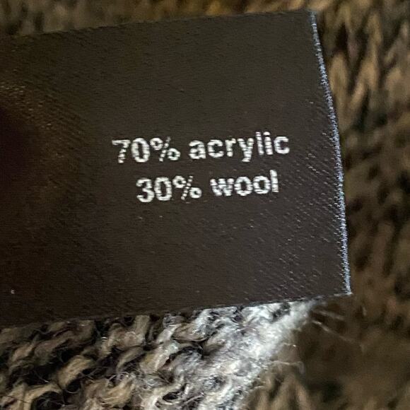 The Limited Black Gray Tight Knit Short Mock Neck Sleeve Button Up Cardigan M - Picture 6 of 6